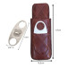 Case Bolsa Porta 2 Charutos P/ Viagem Couro E Cortador Inox